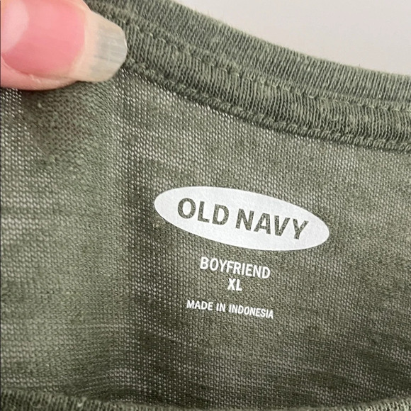 Old Navy Linen Blend Boyfriend Pocket Tee Olive Green Tee XL - Picture 4 of 5